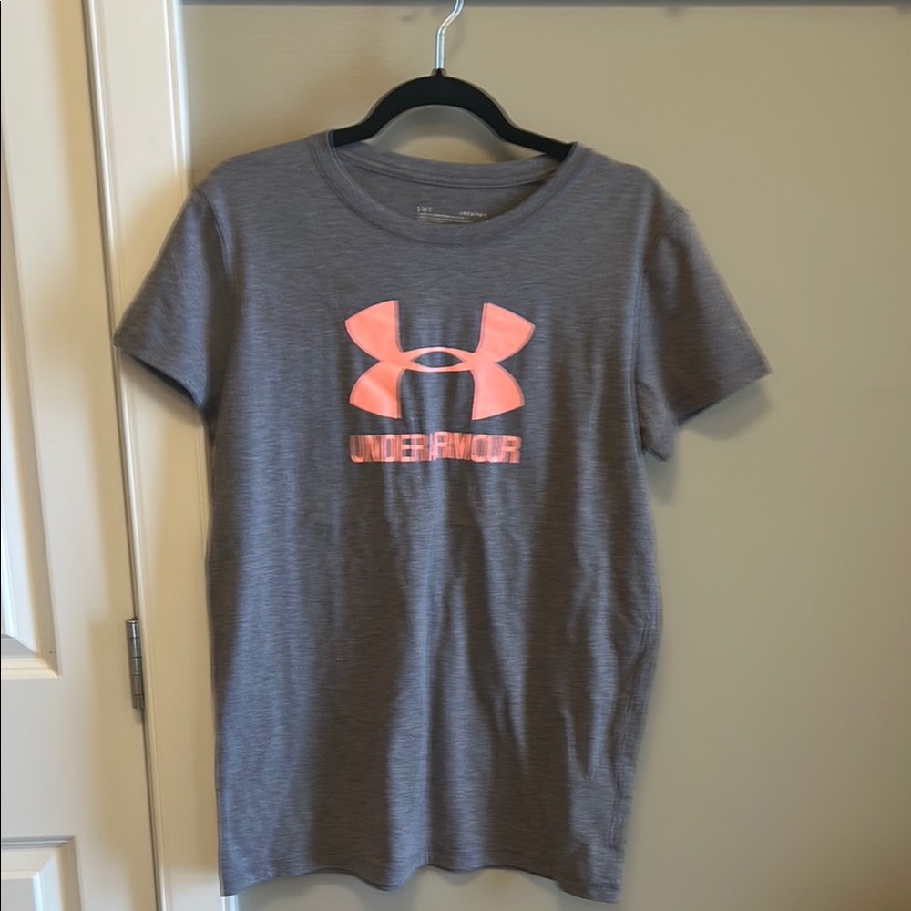 Under Armour Gray T-Shirt with Pink Logo